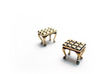 1:48 Tufted Vanity Stool 3d printed Printed in Brass & Polished