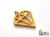 Pendant 'Diamond' 3d printed 2D diamond pendant printed in polished gold steel