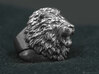 Aggressive Lion Ring 3d printed Natural silver, slightly polished by hand using rotary tool