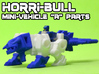 Horri-Bull Minivehicle, "A" Parts 3d printed Assembled kit shown with Terri-Bull minifigure (not included)