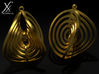 Aerial earring 3d printed Golden brass cycle render.