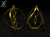 Hypaerial Earrings 3d printed Cycle render. Golden metal.