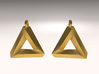 Penrose Triangle - Earrings (17mm | 1x mirrored) 3d printed Matte Gold Steel