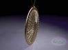Arachnoidiscus ehrenbergi Diatom ~ 40mm (1.57inch) 3d printed Arachnoidiscus ehrenbergi diatom pendant rear view raytraced render simulating polished bronze material