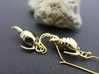 Copepod Earrings - Science Jewelry 3d printed Copepod earrings in polished brass
