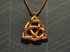 Triquetra Pendant or Trinity Knot Pendant 3d printed 1 inch tall gold matte