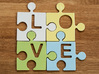 Puzzle Piece O - "Love-letters" 3d printed 4 puzzle pieces combined to write the word "love".
