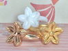 Kanzashi Ring 3d printed Polished Bronze, White (Strong & Flexible) Plastic, and Polished Gold Steel