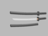 Wakizashi - 1:6 scale - Curved Blade - Tsuba 3d printed 