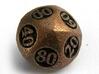 Overstuffed Decader d10 3d printed In antique bronze glossy and inked