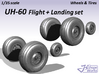 1/35 UH-60 Wheels & Tires Flight + Landing set 3d printed 