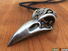 Raven Skull Pendant 3d printed Raw silver