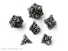 Floral Dice - Gaming Set (6 dice) 3d printed Stainless steel 'inked' in black
