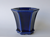 Hexagonal Bonsai-Style Shot Glass 3d printed Shown in Cobalt Blue glaze