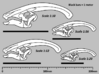 Parasaurolophus - dinosaur skull replica 3d printed Diagram showing scale sizes