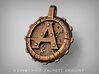 Steampunk Monogram Pendant "A" 3d printed ZBrush Rendering approximating a bronze finish. Actual Bronze finish may look a bit different.