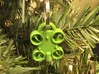 Minature Drone Ornament 3d printed Green Keychain shown being used as a Christmas tree ornament.  Key ring not included with purchase.