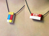 bX Necklace (2x4) 3d printed White + Coral Red Strong & Flexible Polished (String and Lego pieces not included)