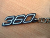 KEYCHAIN 360 3d printed Keychain 360 logo in Black Matte Steel with white plastic inserts.