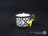 Set of 2 small tealight holders with Mosaic-2 3d printed The photo shows a print made of black strong and flexible incl. yellow lacing and a high 8h tealight candle.