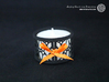 Small tealight holder with Mosaic-3 3d printed The photo shows a print made of black strong and flexible incl. orange lacing and a high 8h tealight candle.
