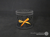 Gift Box No. 116 with Mosaic-3 (filigree, high) 3d printed The photo shows a print made of black strong and flexible incl. orange lacing.