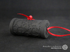 Solid Gift roll small with Hearts (6 cm) 3d printed The photo shows a print made of black strong and flexible incl. red lacing.
