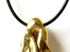 Cahn-Hilliard droplet pendant 3d printed Pendant printed in polished brass on leather cord -- rear