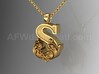 Scroll Letter S – Initial Letter Pendant 3d printed Scroll Letter S Gold