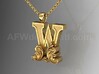 Scroll Letter W – Initial Letter Pendant 3d printed W Scroll Letter Gold