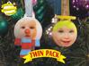 Angel & Snowman baubles twin pack (personalised)3D 3d printed front view