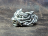 Fu Dog (Komainu) "um" Ring 3d printed This material is Polished Silver , Patinated with bleach