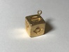 Smuggler's Lucky Sabacc Dice, Han Solo, Star Wars 3d printed Single pendant shown, Gold Steel has a rougher surface with visible build lines.