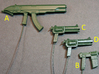The Samaritan Hand Cannon 3d printed Painted Examples compared with an injection molded rifle