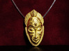 African Mask Necklace 3d printed Polished Gold steel - Small