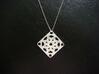 Square Pendant or Charm - Sixteen Petals 3d printed Silver - Chain not included