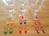 Ladybug Glass Tag 3d printed various wine charms displayed