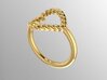 Twisted Heart Midi Ring 3d printed Rendering of 14K Ring