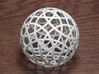 Stripsphere20 3d printed strip sphere 20 - 20 strips parallel to regular icosahedron faces, shown in white strong and flexible plastic