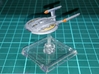 NX Class Refit 1/4400 Attack Wing 3d printed Smooth Fine Detail Plastic , painted as Mirror Universe Ship and mounted on a small Attack Wing base.