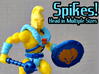 Spikes Head - Multisize 3d printed Yellow Versatile Plastic, shown on Battle Tribes body.