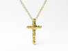 Hammered Cross Pendant - Christian Jewelry 3d printed Hammered Cross Pendant in 14K gold plated brass