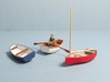 4 mm Scale Skif Rowing & Sailing Boats x3 3d printed 