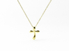 Raindrop Cross Pendant - Christian Jewelry 3d printed Raindrop pendant in polished brass