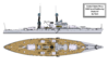 1/350 1919 US Small Battleship Design A7 Bow Water 3d printed 