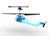 R/C Drone | X2 Helicopter | a Syma S107 Mod 3d printed Theoretical Translucent Blue Plastic Material Render - In Use shot - Rear