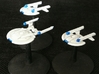 Intrepid Type 1/7000 Attack Wing x2 3d printed Smooth Fine Detail Plastic. Two shown with an NX Class. Panited by Mandavar