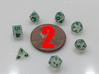 2x Tiny Polyhedral Dice Set, V4 (1.25x Scale) 3d printed WARNING: these dice are 1.25x the size of the pictured dice! Sanded and painted (v1 shown)