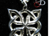 4 Clover Knot - Pendant. Shown in sterling silver  3d printed Front view. Actual Product Image. Shown in polished silver. Chain not included