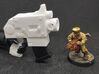 Action Figure Bolt Pistol 3d printed Printed in White Processed Versatile Plastic, shown with the magazine from a 1:12th scale action figure and a 28mm heroic scale model